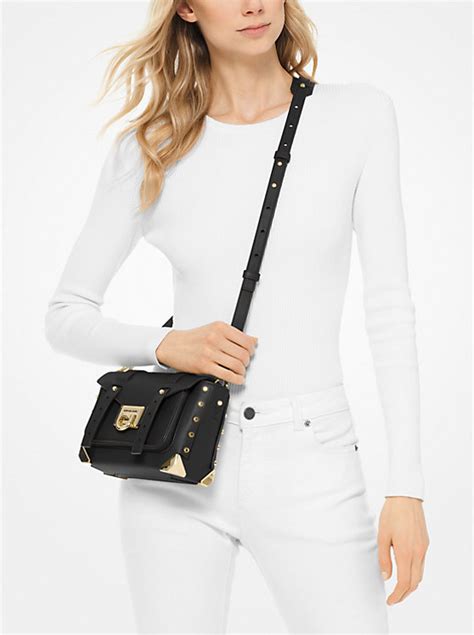 michael michael kors manhattan small leather messenger crossbody bag|Michael Kors manhattan silver bag.